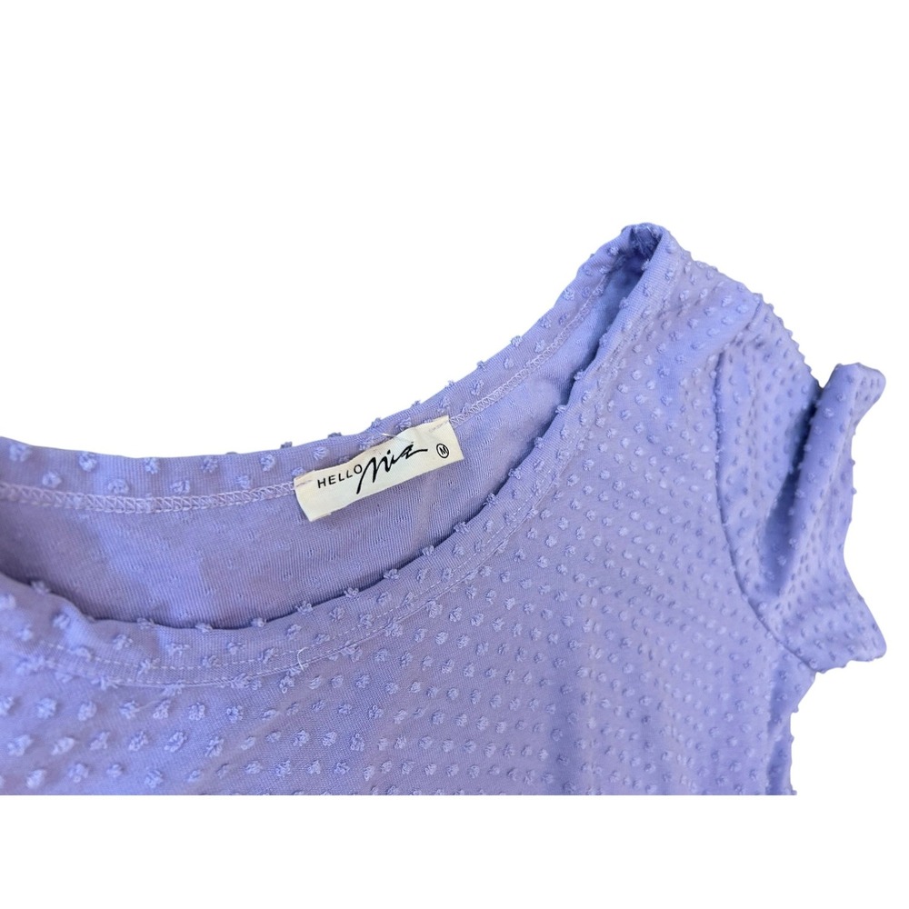 Hello Mia Girls Purple Swiss Dot Empire Waist Short Sleeve Dress Size M